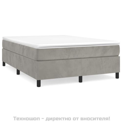 Боксспринг легло с матрак, светлосиво, 140x200 см, кадифе