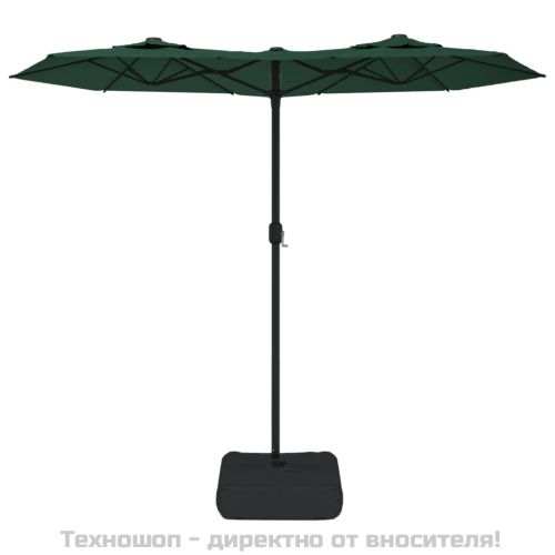 Градински чадър с двоен покрив, зелен, 316x145 см