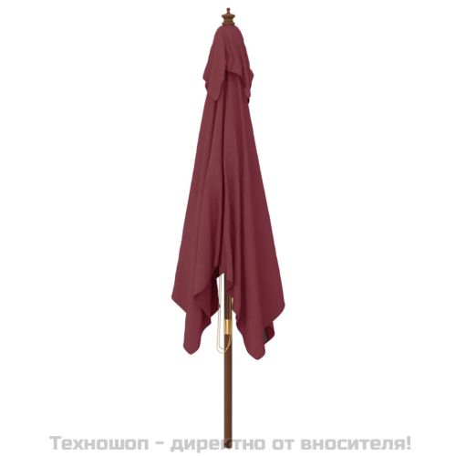 Градински чадър с дървен прът, бордо червено, 300x300x273 см