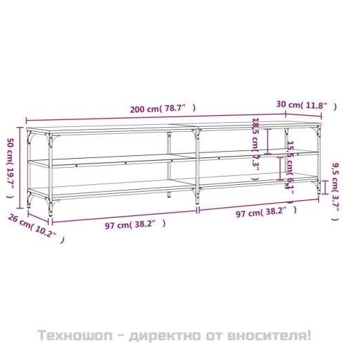ТB шкаф, сонома дъб, 200x30x50 см, инженерно дърво и метал