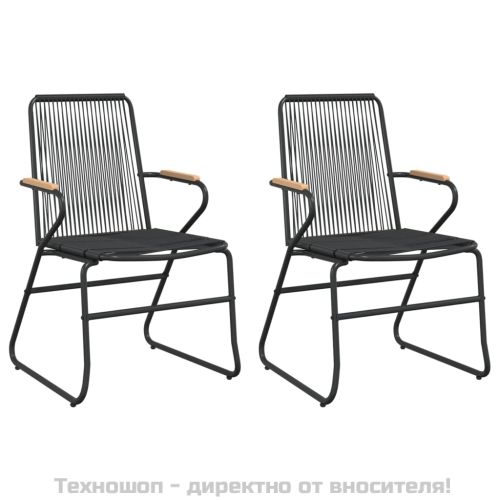 Градински трапезен комплект от 3 части, черно, PVC ратан