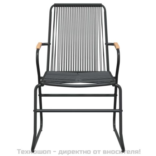 Градински трапезен комплект от 3 части, черно, PVC ратан