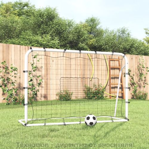 Рикошетна мрежа, бяло и черно, 184x61x123 см, стомана и PE