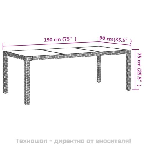 Градински комплект с възглавници, 7 части, полиратан, черен
