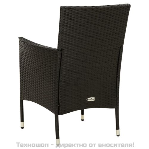 Градински комплект с възглавници, 9 части, полиратан, черен