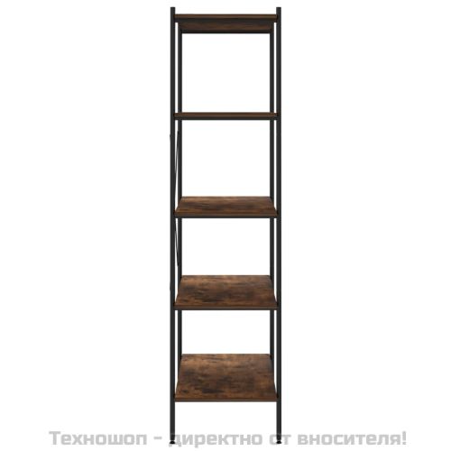 5-етажна етажерка, черно и естествено, 80x40x163 см