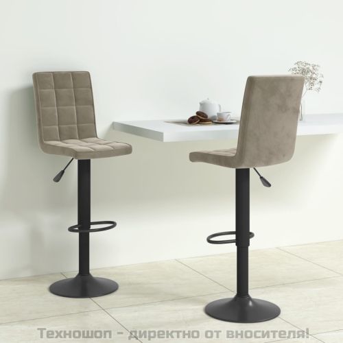 Бар табуретки, 2 бр, светлосиви, кадифе