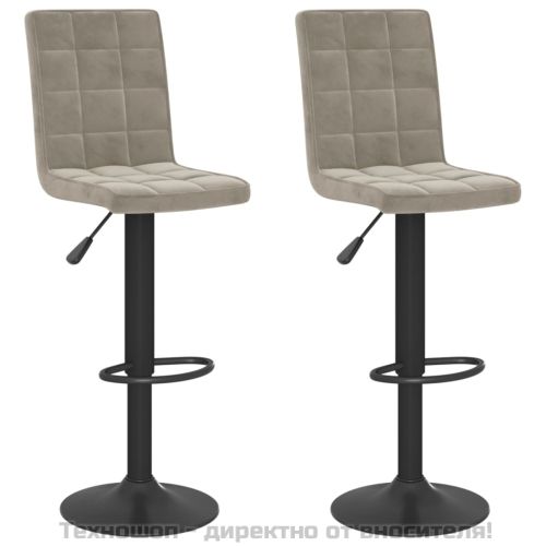 Бар табуретки, 2 бр, светлосиви, кадифе
