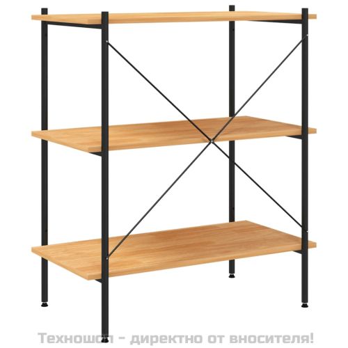 3-етажен етажерка, черен и дъб, 80x40x92 см