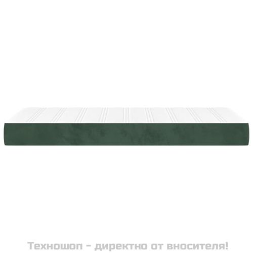 Матрак за легло с покет пружини средна твърдост тъмнозелен 90x200x20 см кадифе