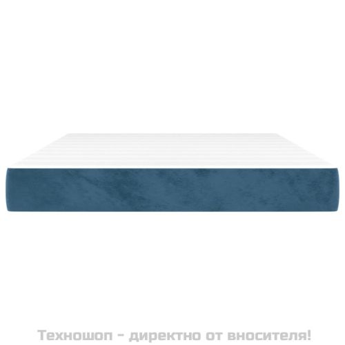 Матрак за легло с покет пружини средна твърдост тъмносин 140x190x20 см кадифе