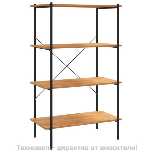 Етажерка с 4 рафта, черно и дъб, 80x40x130 см