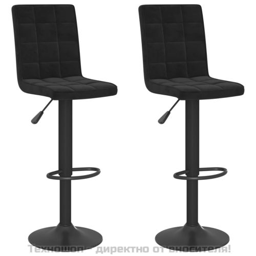 Бар табуретки, 2 бр, черни, кадифе
