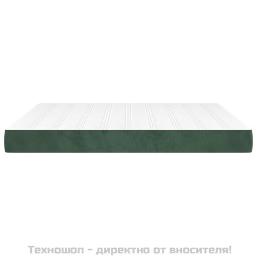 Матрак за легло с покет пружини средна твърдост тъмнозелен 160x200x20 см кадифе