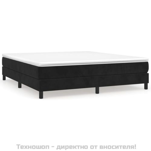 Боксспринг легло с матрак, черно, 180x200 см, кадифе