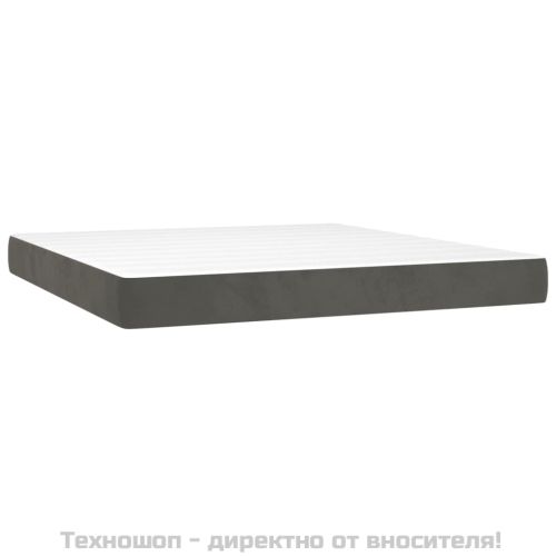 Боксспринг легло с матрак, тъмносиво, 180x200 см, кадифе