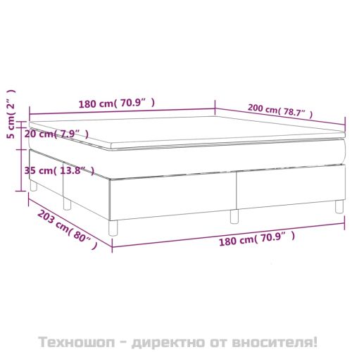 Боксспринг легло с матрак, тъмносиво, 180x200 см, кадифе