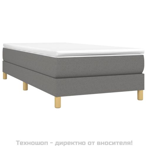 Боксспринг легло с матрак, тъмносив, 80x200 см, плат