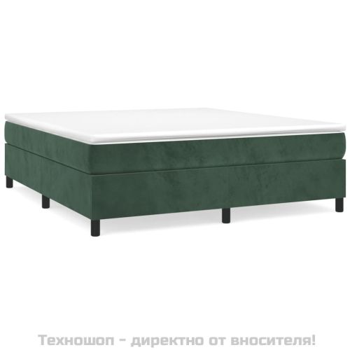 Боксспринг легло с матрак, тъмнозелено, 180x200 см, кадифе