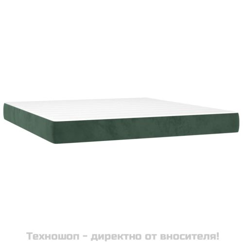 Боксспринг легло с матрак, тъмнозелено, 180x200 см, кадифе