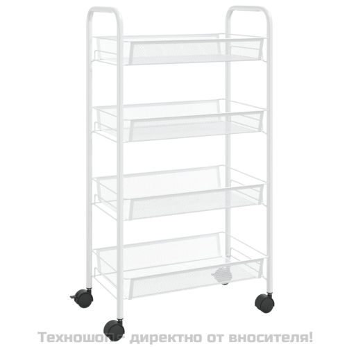 Кухненска количка на 4 нива, бяла, 46x26x85 см, желязо