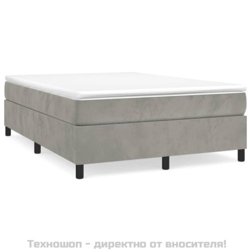 Боксспринг легло с матрак, светлосива, 140x190 см, кадифе