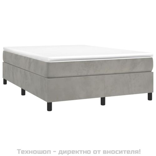 Боксспринг легло с матрак, светлосива, 140x190 см, кадифе