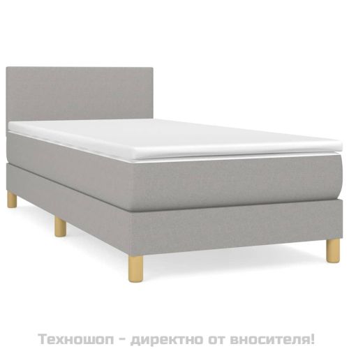 Боксспринг легло с матрак, светлосиво, 100x200 см, плат