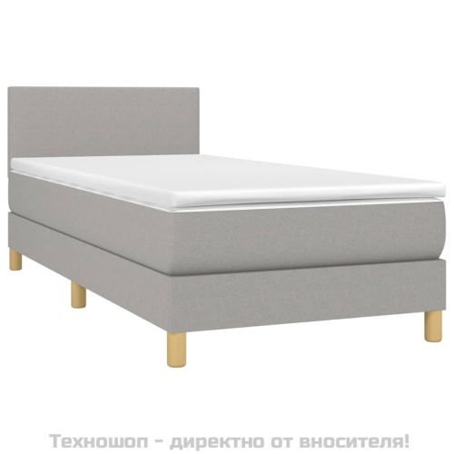 Боксспринг легло с матрак, светлосиво, 100x200 см, плат