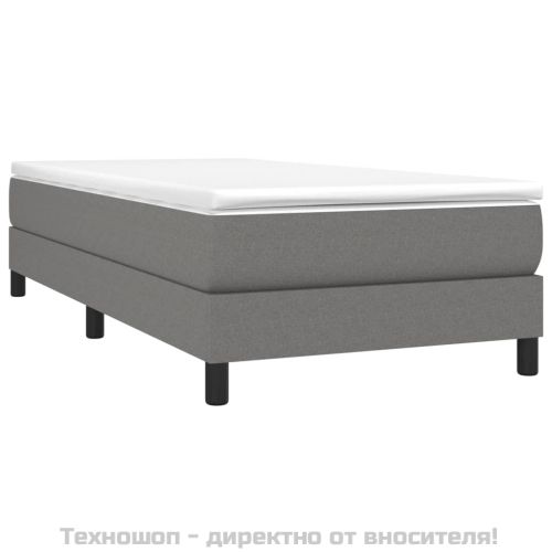 Боксспринг легло с матрак, тъмносиво, 100x200 см, плат