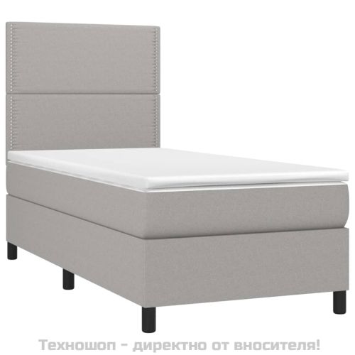 Боксспринг легло с матрак, светлосиво, 100x200 см, плат