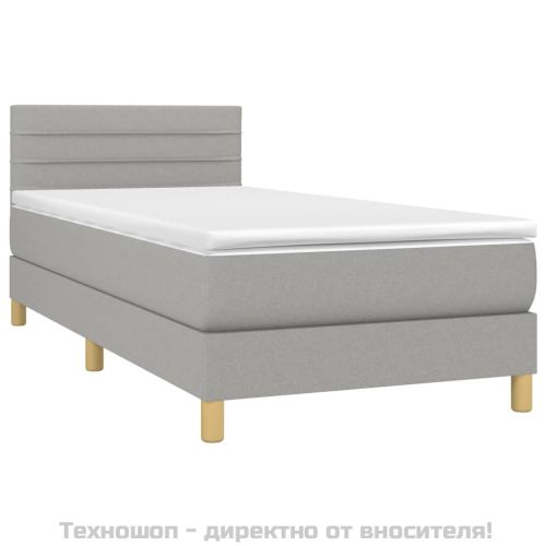 Боксспринг легло с матрак, светлосиво, 100x200 см, плат