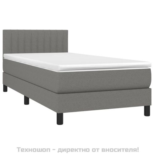 Боксспринг легло с матрак, тъмносиво, 100x200 см, плат