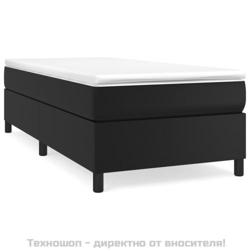 Боксспринг легло с матрак, черно, 100x200 см, изкуствена кожа