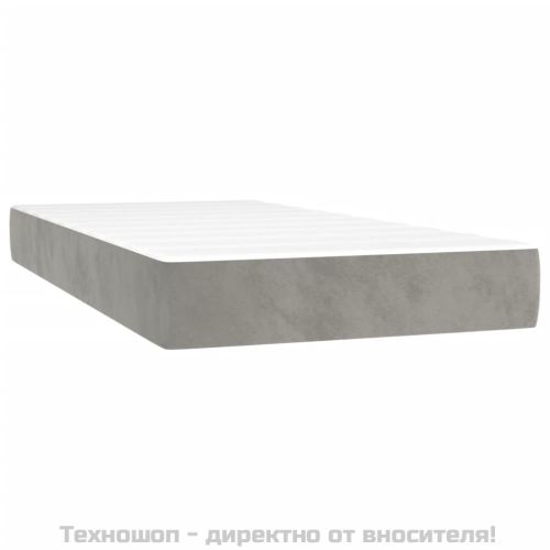 Боксспринг легло с матрак, светлосиво, 100x200 см, кадифе