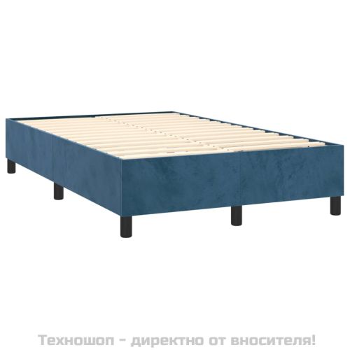 Боксспринг легло с матрак, тъмносиньо, 120x200 см, кадифе