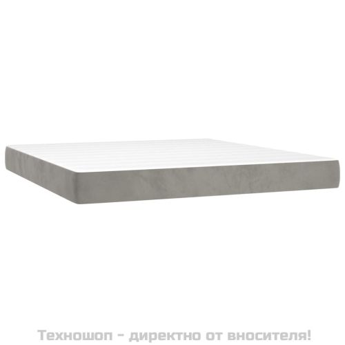 Боксспринг легло с матрак, светлосиво, 180x200 см, кадифе