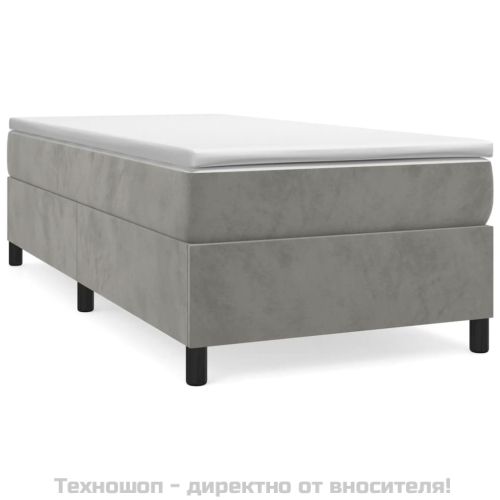Боксспринг легло с матрак, светлосиво, 100x200 см, кадифе