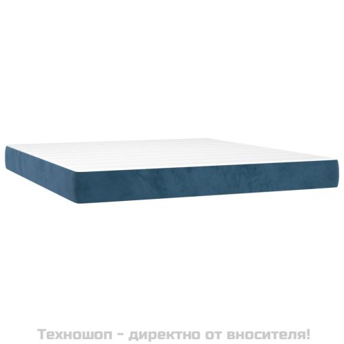 Боксспринг легло с матрак, тъмносиньо, 180x200 см, кадифе