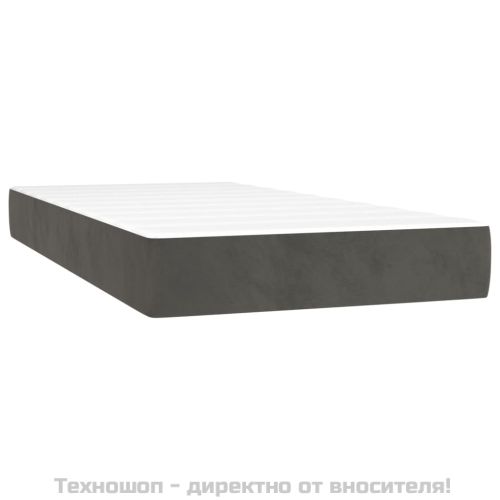 Боксспринг легло с матрак, тъмносиво, 100x200 см, кадифе