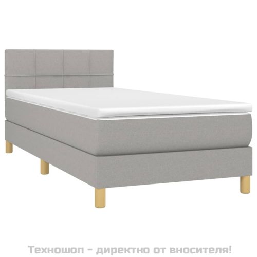 Боксспринг легло с матрак, светлосиво, 100x200 см, плат