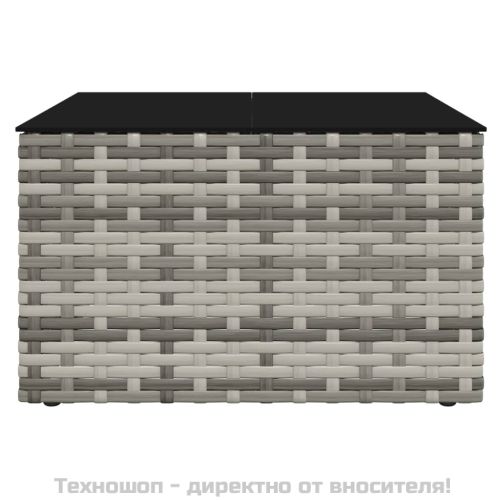 Градински лаундж комплект с възглавници 2 части сив полиратан