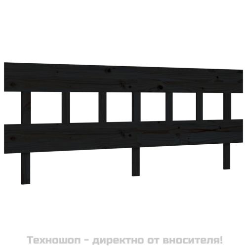 Рамка за легло с табла, черна, 200x200 см, масивно дърво