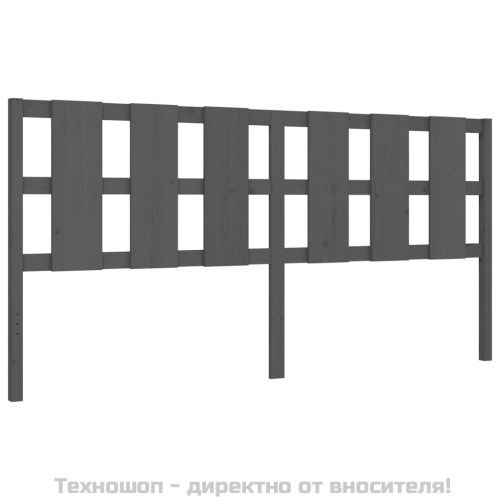 Рамка за легло с табла, сива, 200х200 см, масивно дърво