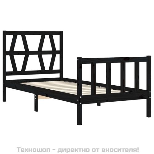 Рамка за легло с табла черна Small Single дърво масив