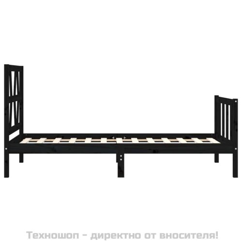 Рамка за легло с табла черна Small Single дърво масив