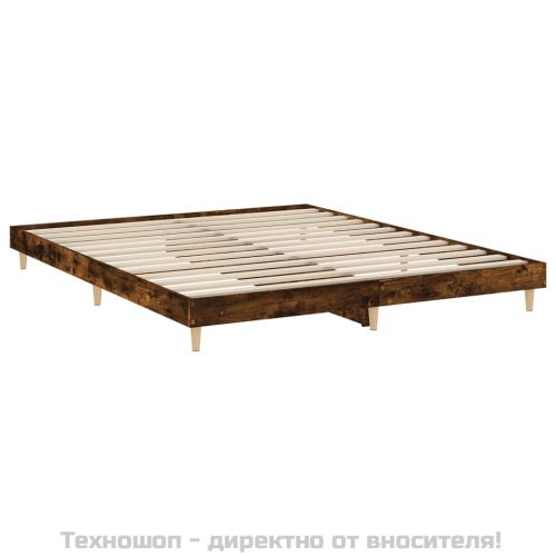 Рамка за легло без матрак опушен дъб 200x200 см инженерно дърво