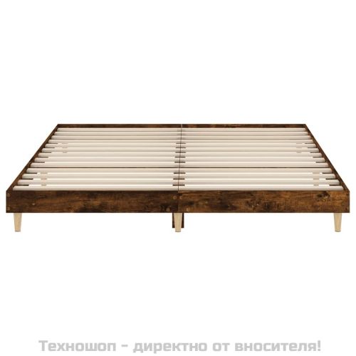 Рамка за легло без матрак опушен дъб 200x200 см инженерно дърво