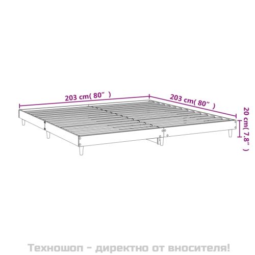 Рамка за легло без матрак опушен дъб 200x200 см инженерно дърво