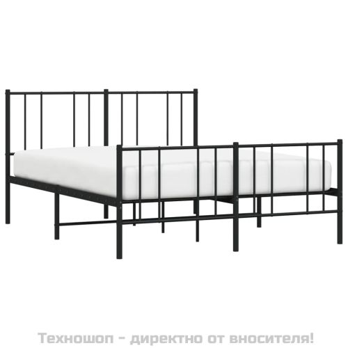 Метална рамка за легло с горна и долна табла, черна, 150x200 см